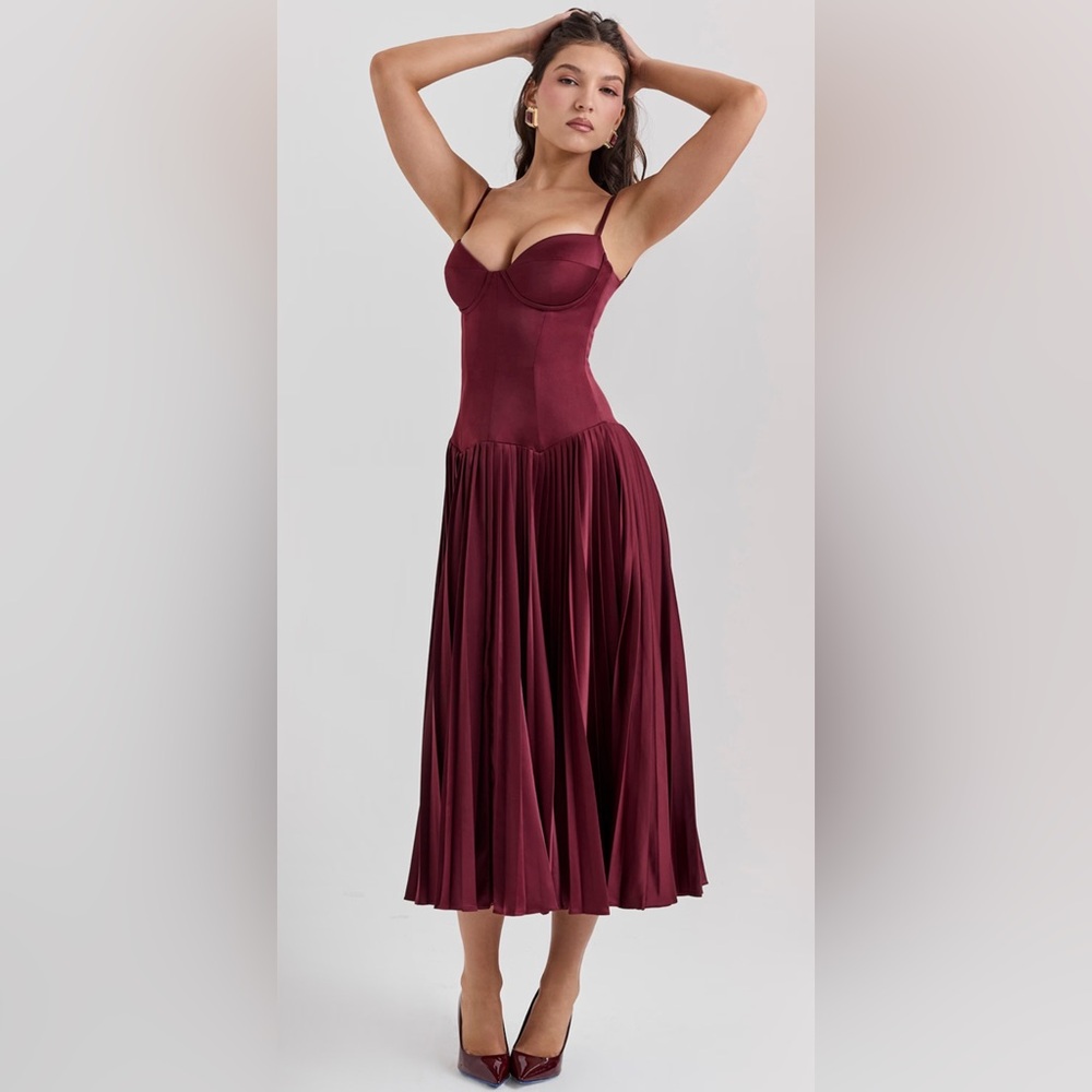 House of CB Burgundy Midi Dress
